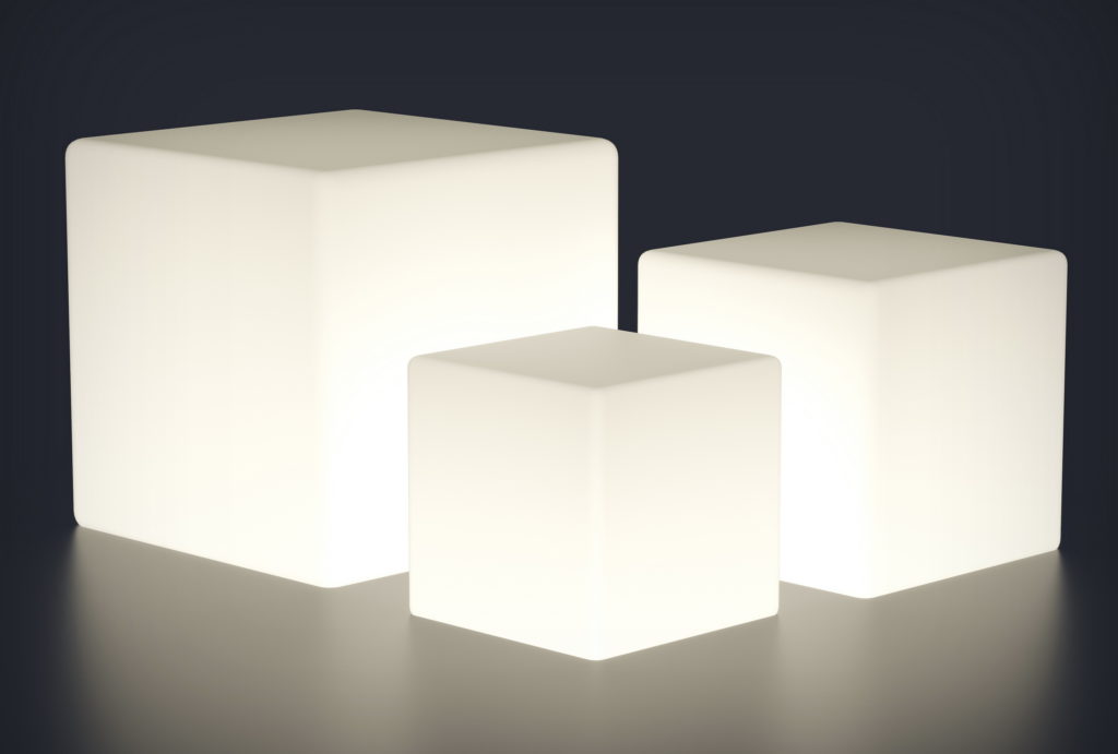 Светящиеся кубы разного размера
